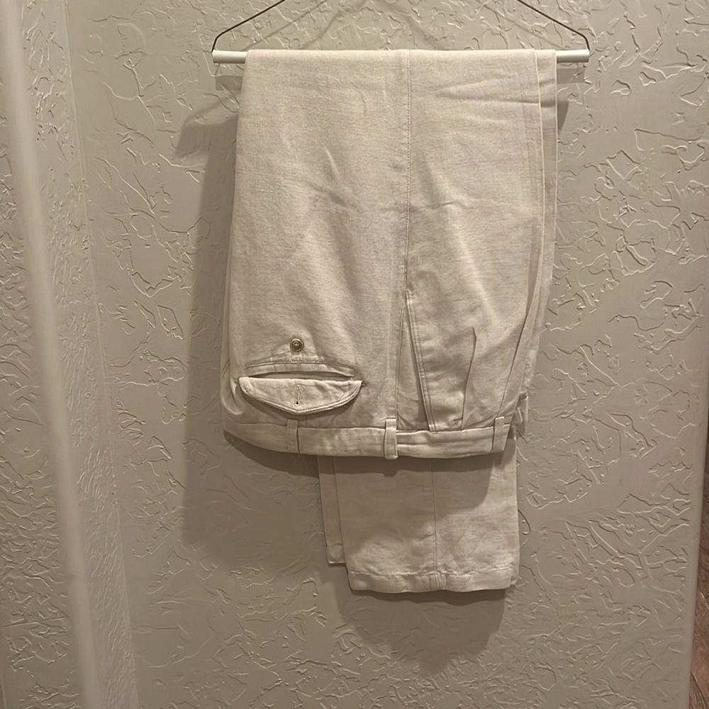 Caribbean linen pants. Herringbone print. 34x32